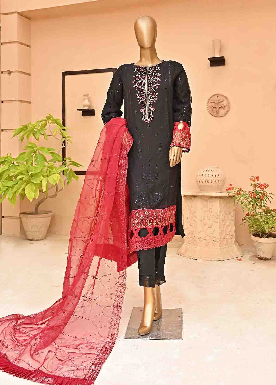 AMC-4012- 3 Piece Embroidered Chiffon - Image 4