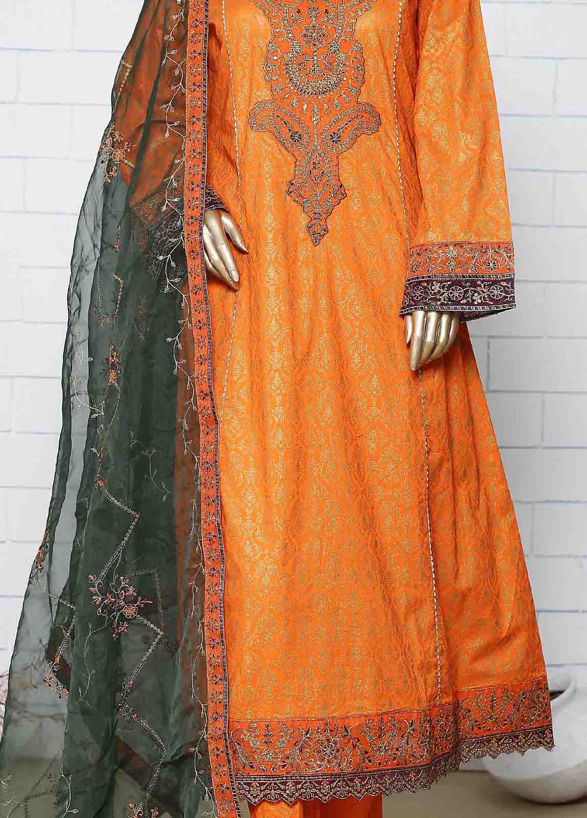 LRG-20-FR- R71   3 Piece Block Printed Embroidered Frock - Image 3