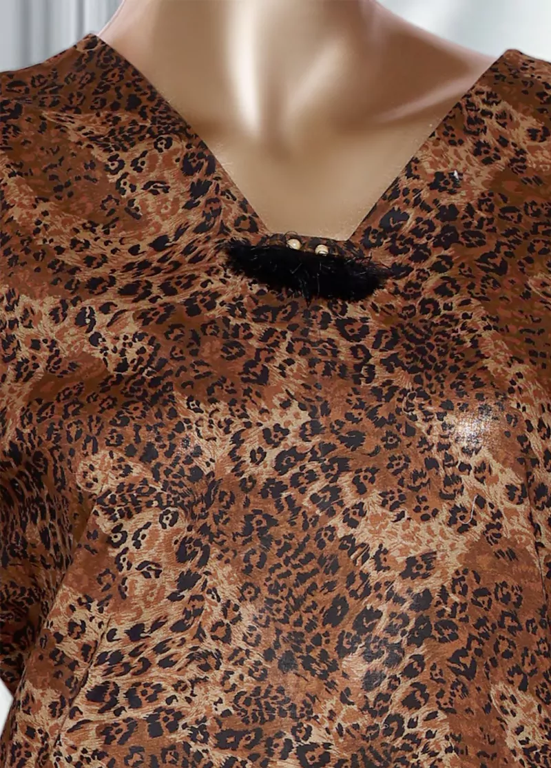 3 Piece Printed Brown Color Lawn Shirt with Trouser & Dupatta - Image 4