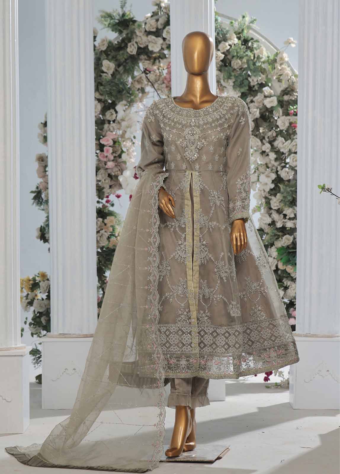 OWS-004 B- 3 Piece Embroidered Organza - Image 3