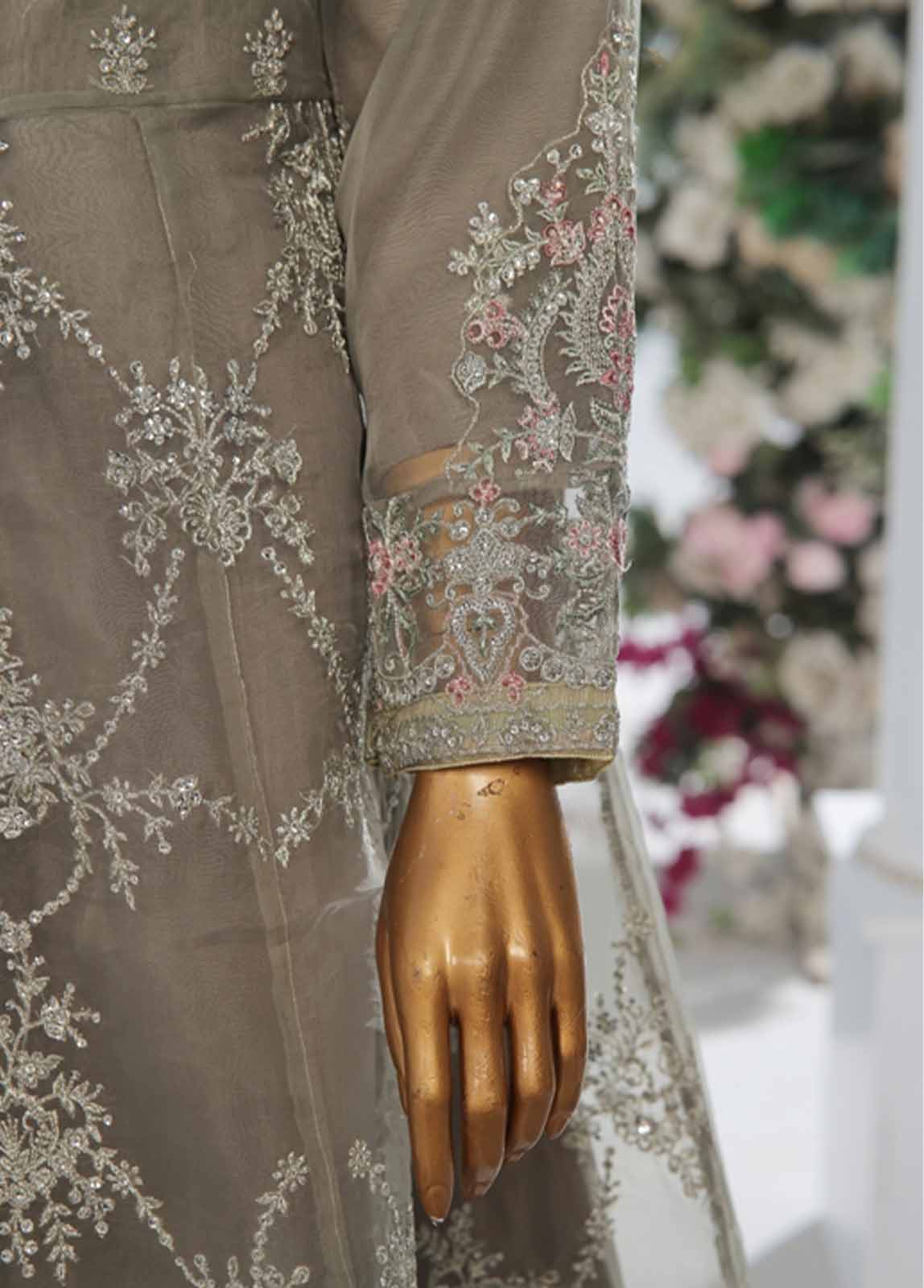 OWS-004 B- 3 Piece Embroidered Organza - Image 4