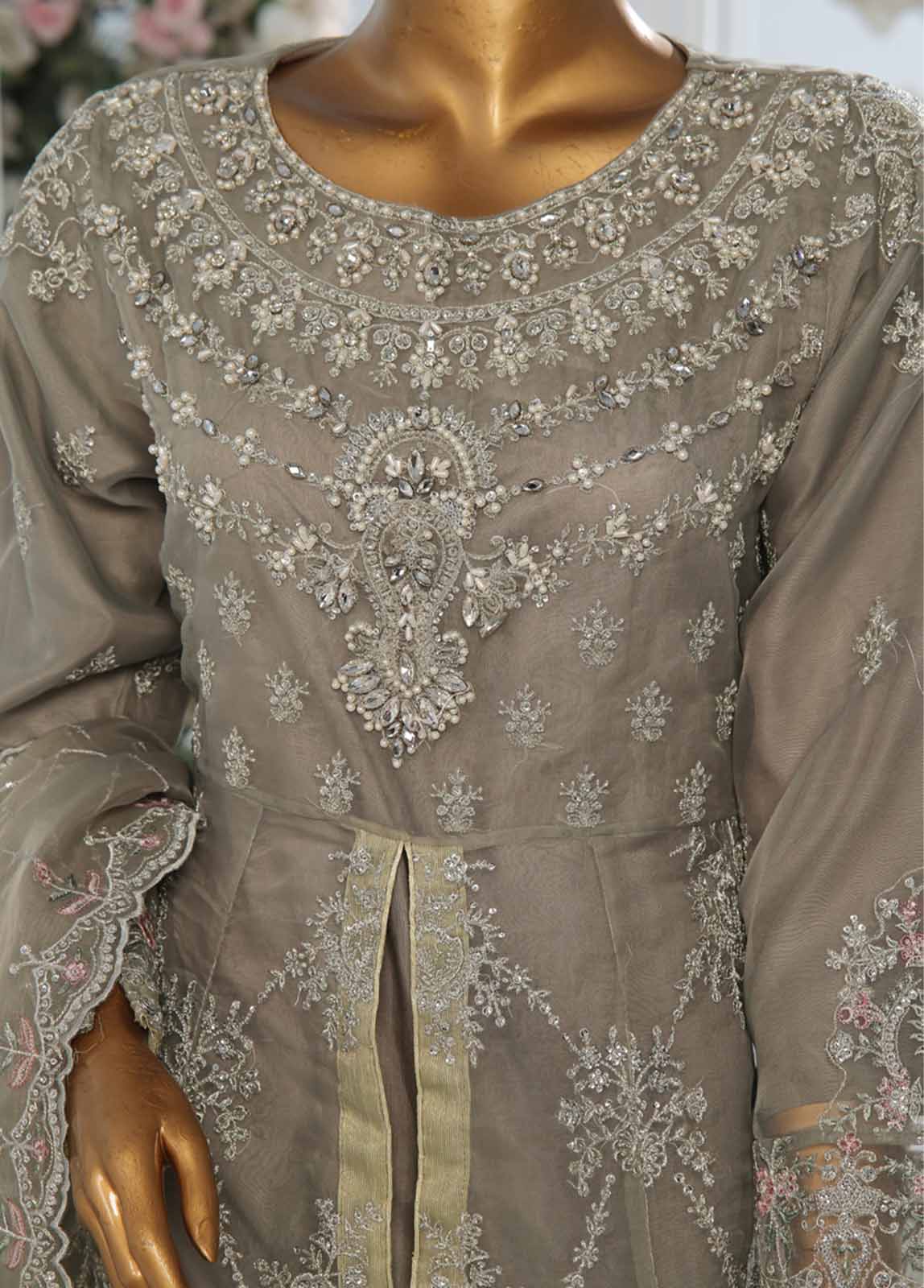 OWS-004 B- 3 Piece Embroidered Organza - Image 6