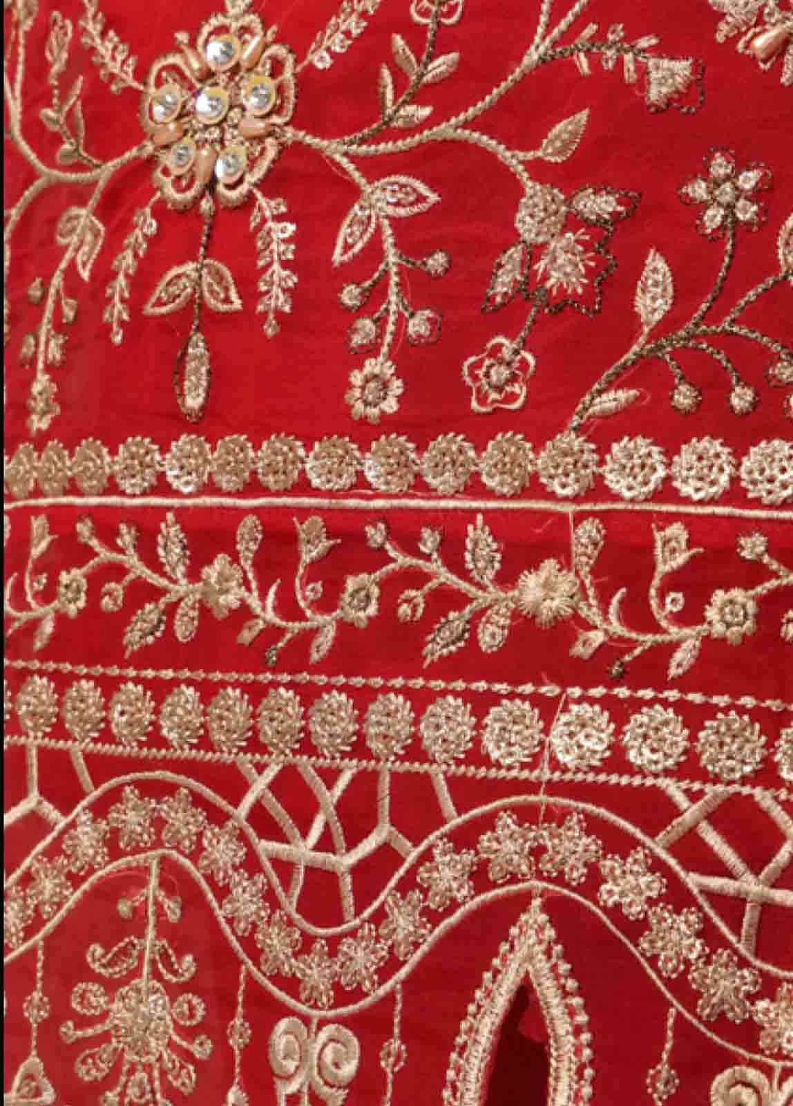 OWS-006 R- 3 Piece Organza Stitched Suit - Image 3