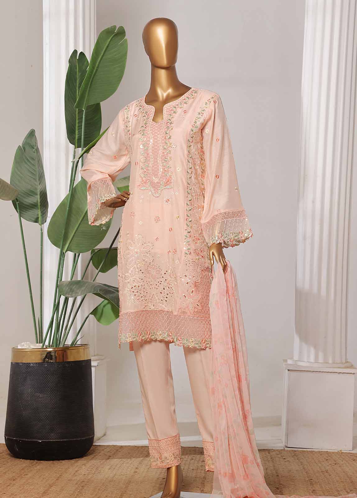 OWSC-009-CS R-65- 3 Piece Luxury Embroidered Stitched Suit - Image 5