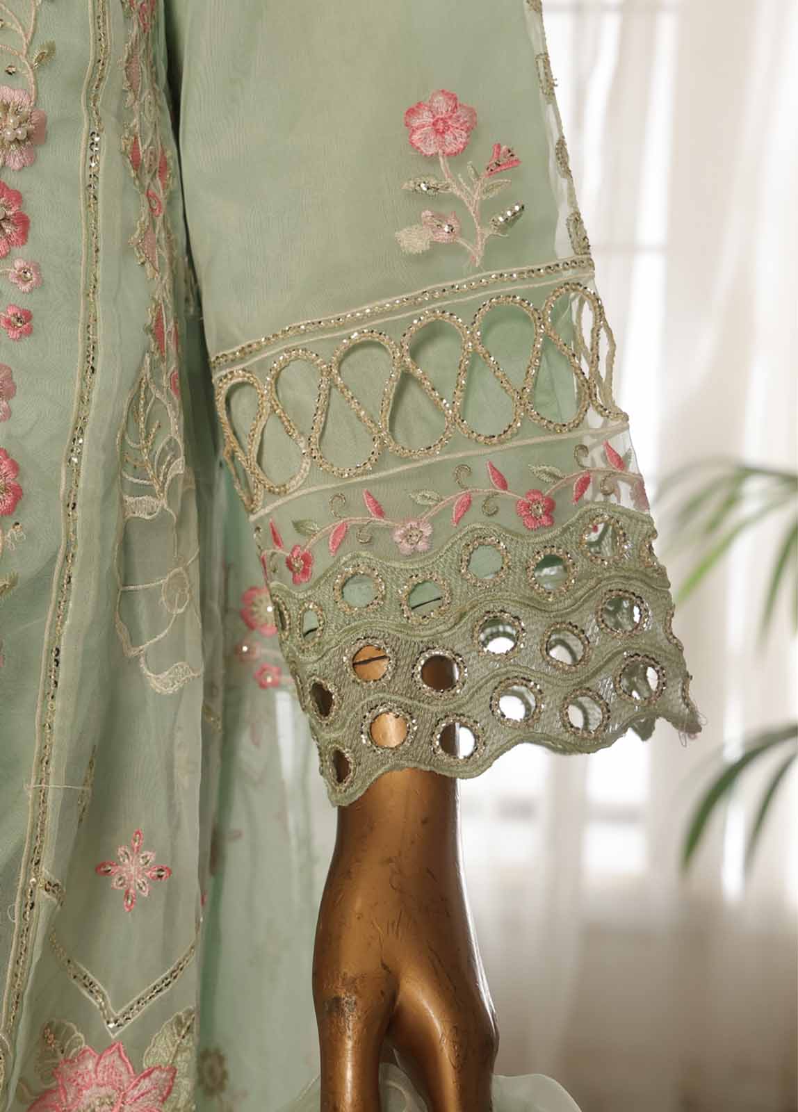 RTS-0152 F- 3 Piece Organza Stitched Suit - Image 3