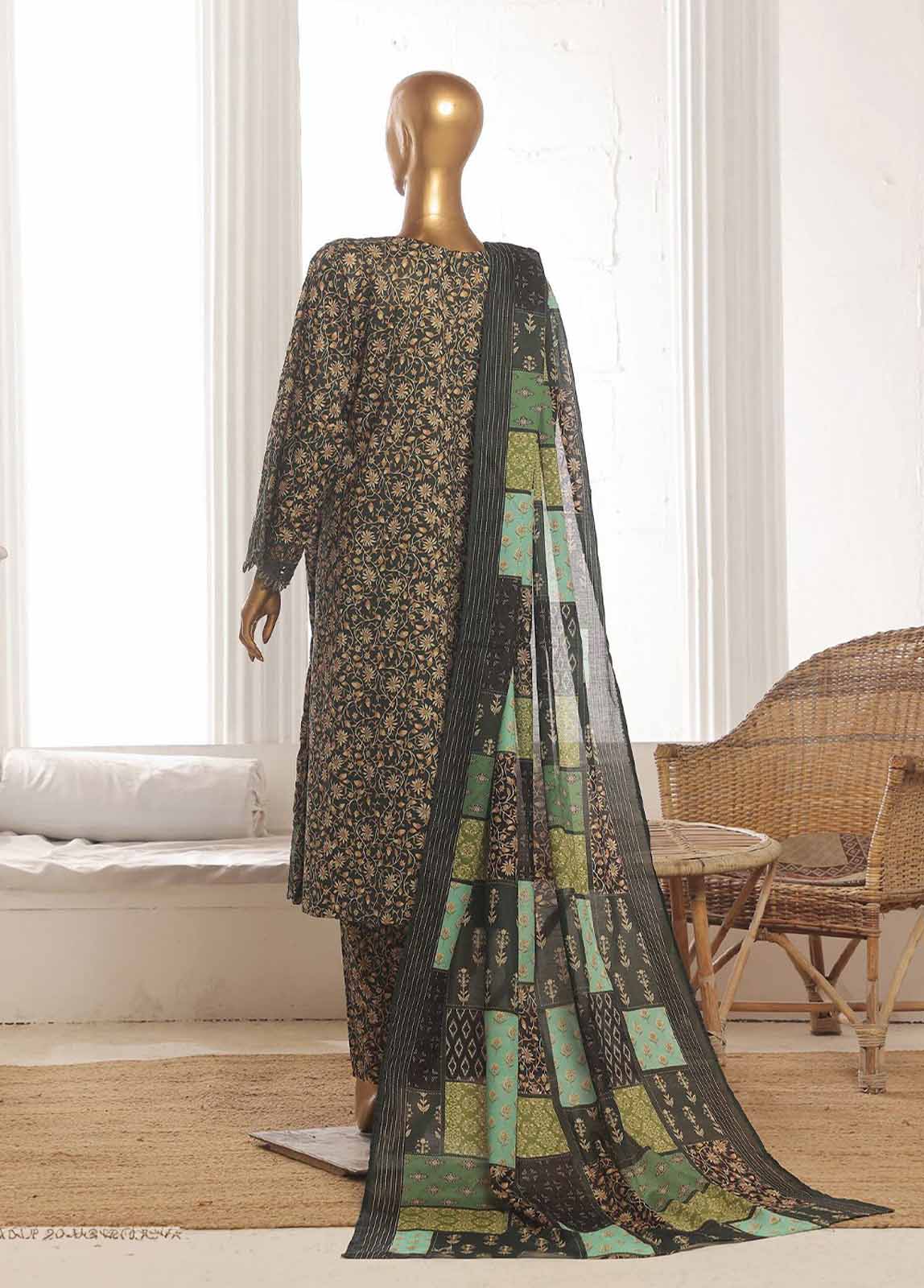 SM-FR-356-3 Piece Lawn Embroidered Frock Style Suit - Image 3