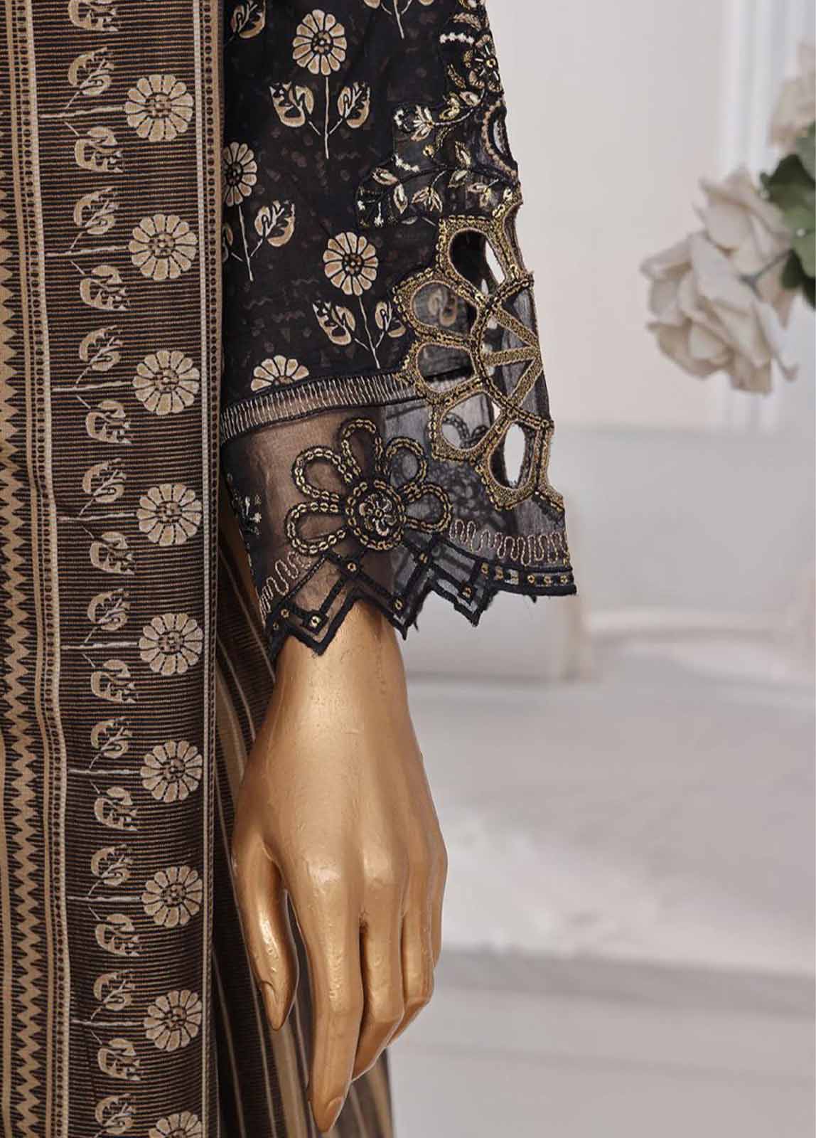 SM-FR-643-3 Piece Lawn Embroidered Frock Style Suit - Image 4