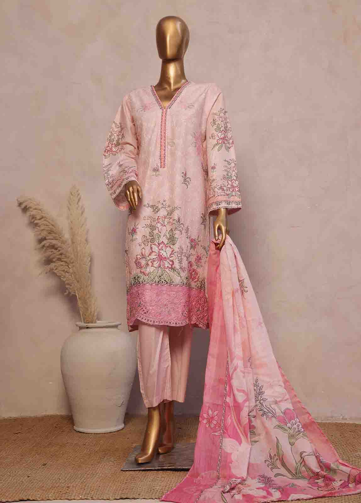 SM-RE-009-3 Piece Chikankari Stitched Suit - Image 5