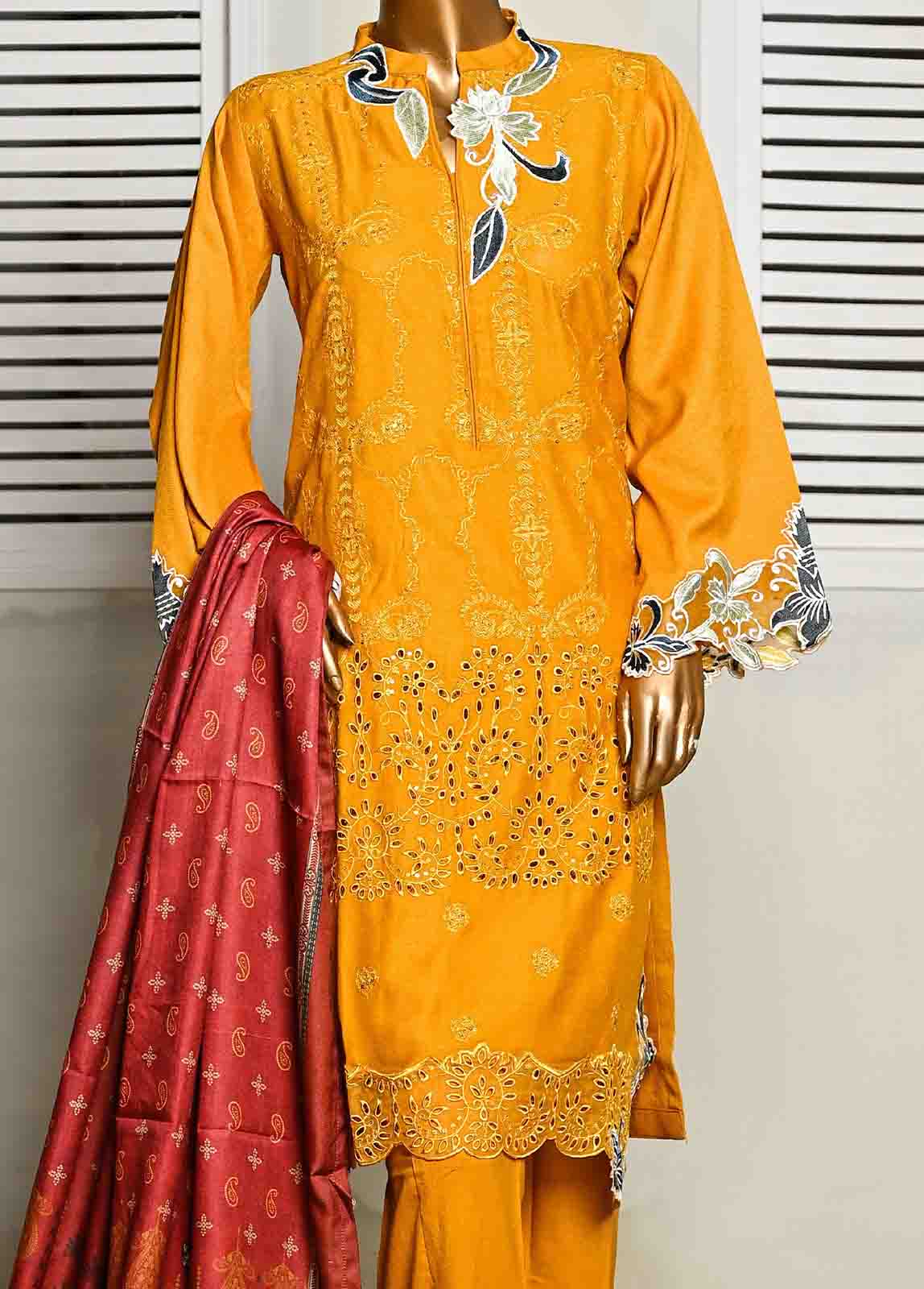 SMB-024- 3 Piece Embroidered Voil collection - Image 3
