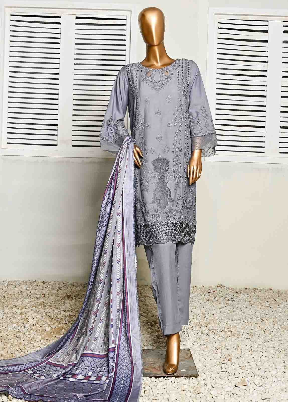 SMB-035- 3 Piece Embroidered Voil collection - Image 3