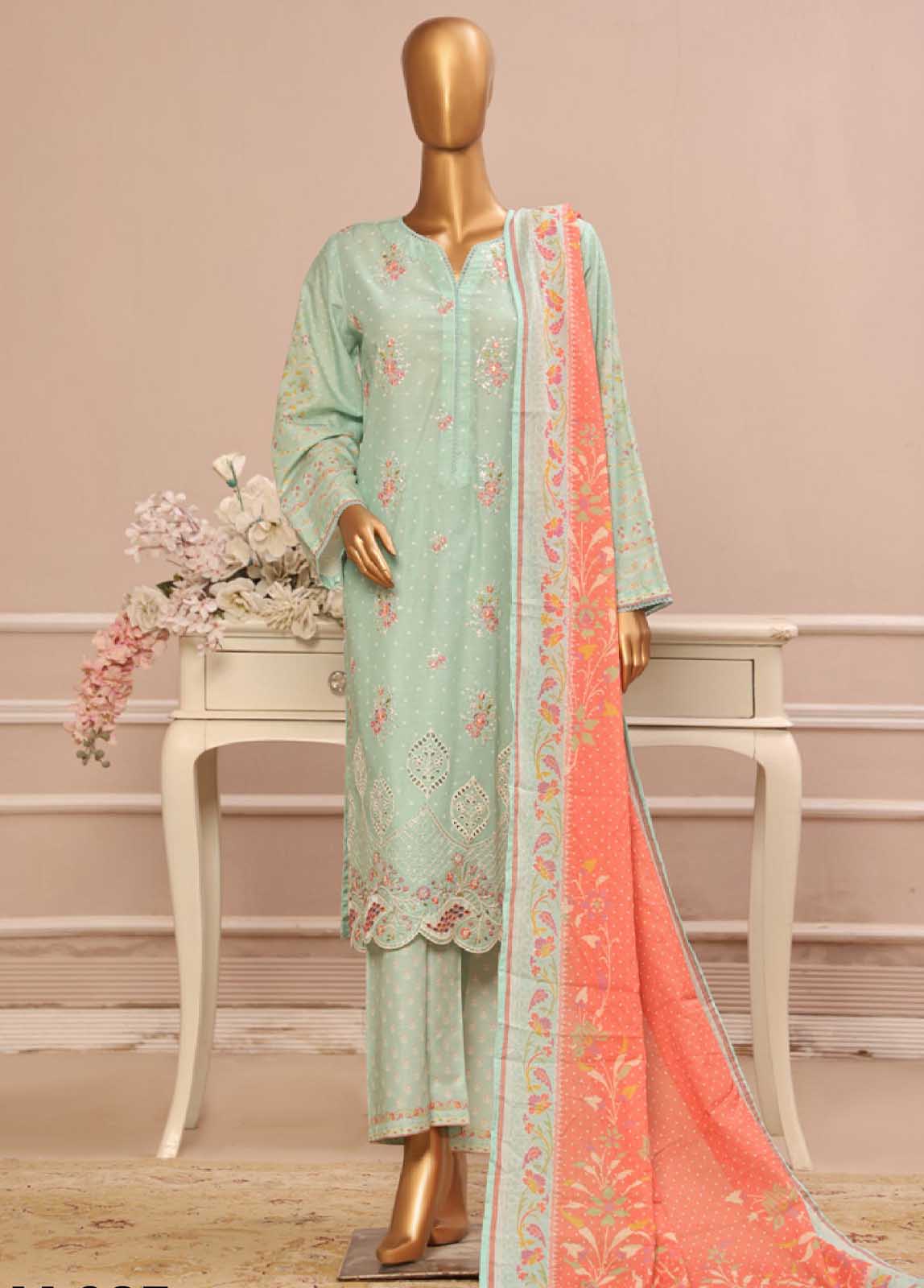 SME-035 -3 Piece Embroidered Stitched Suit - Image 3