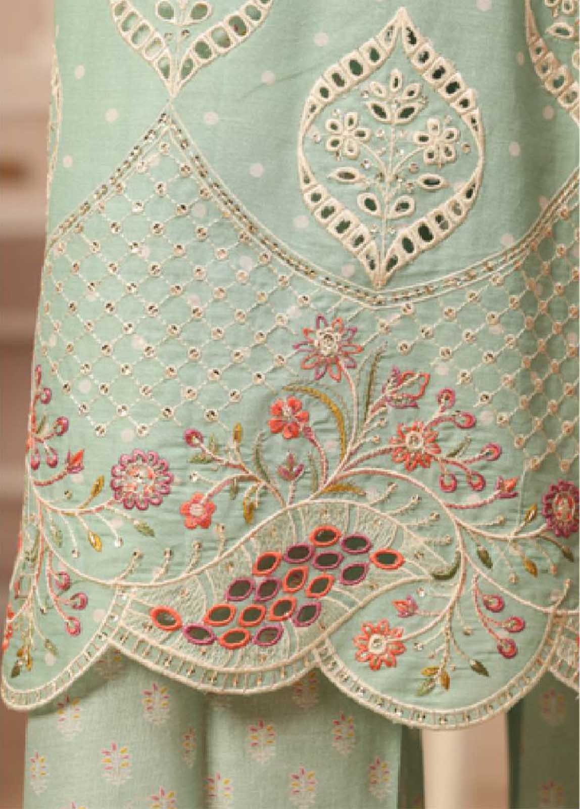 SME-035 -3 Piece Embroidered Stitched Suit - Image 5
