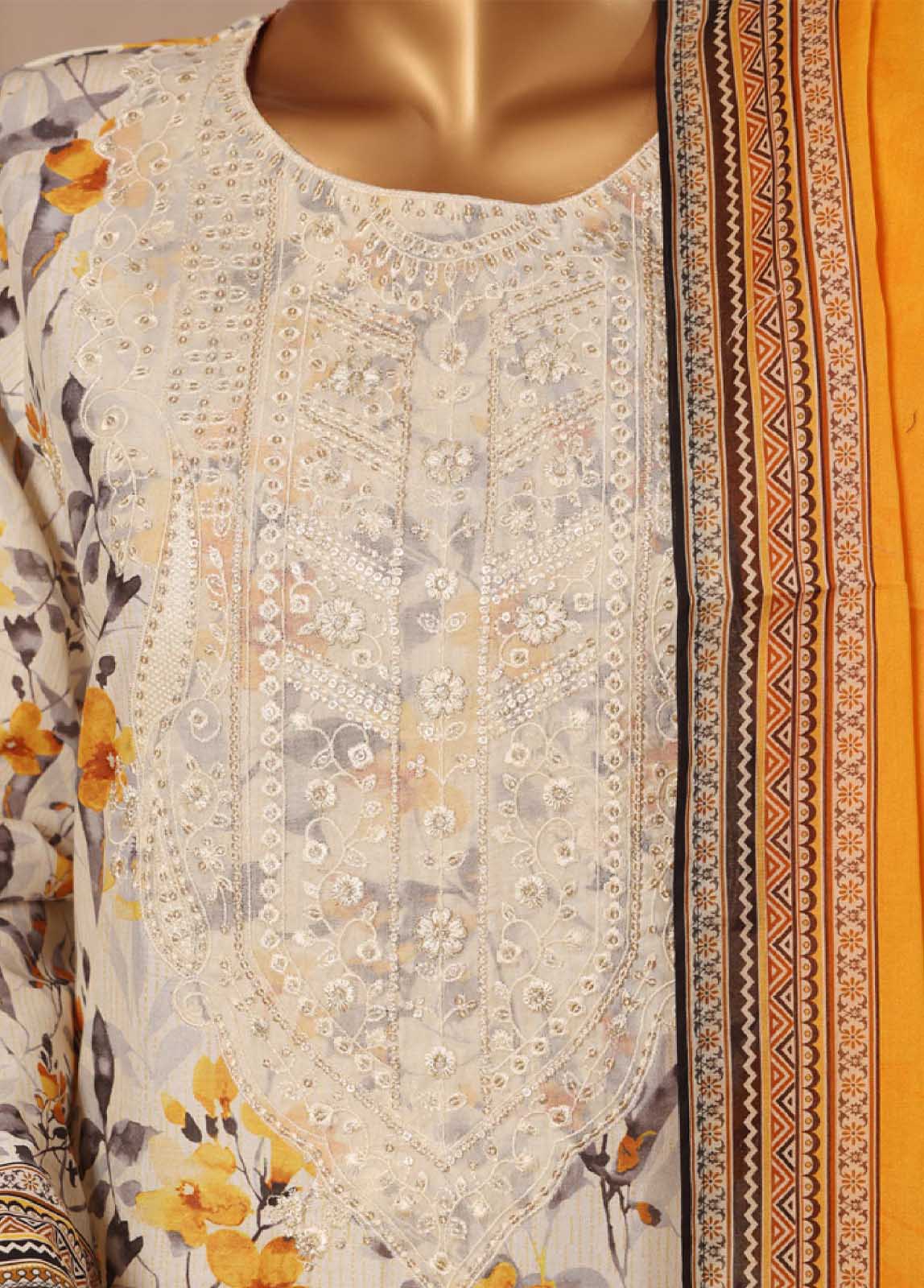 SME-042 -3 Piece Embroidered Stitched Suit - Image 4