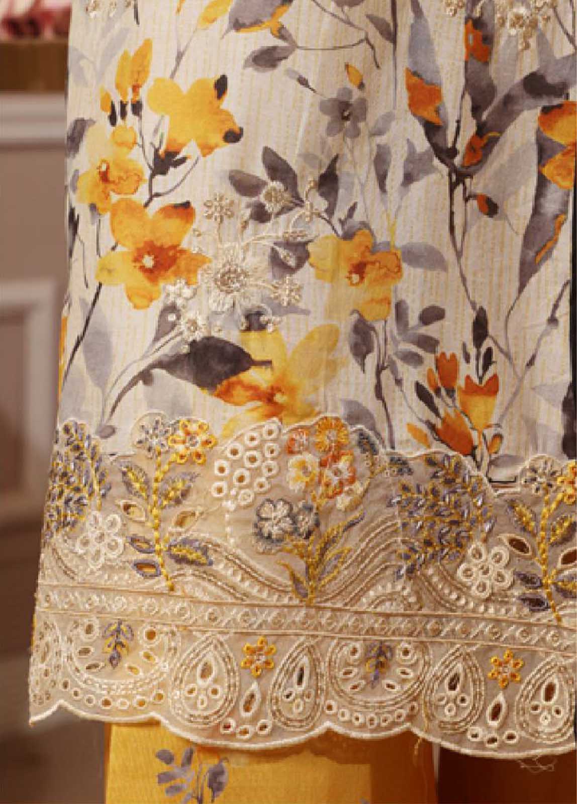 SME-042 -3 Piece Embroidered Stitched Suit - Image 5