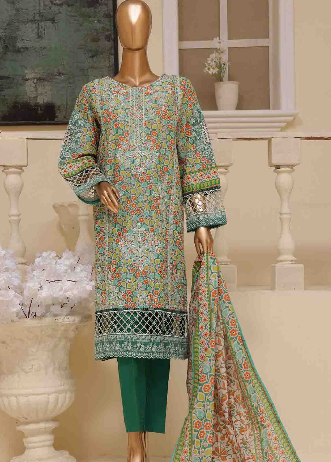 SME-605 -3 Piece Embroidered Stitched Suit - Image 4