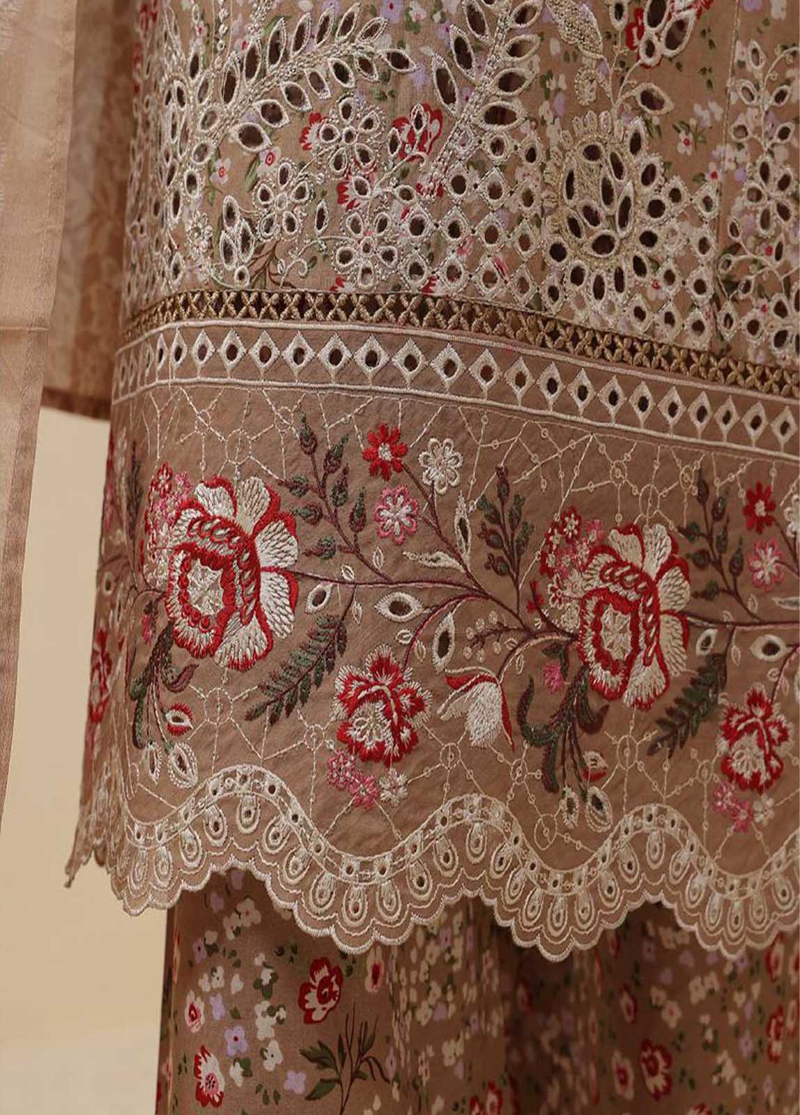 SME-615 -3 Piece Embroidered Stitched Suit - Image 3