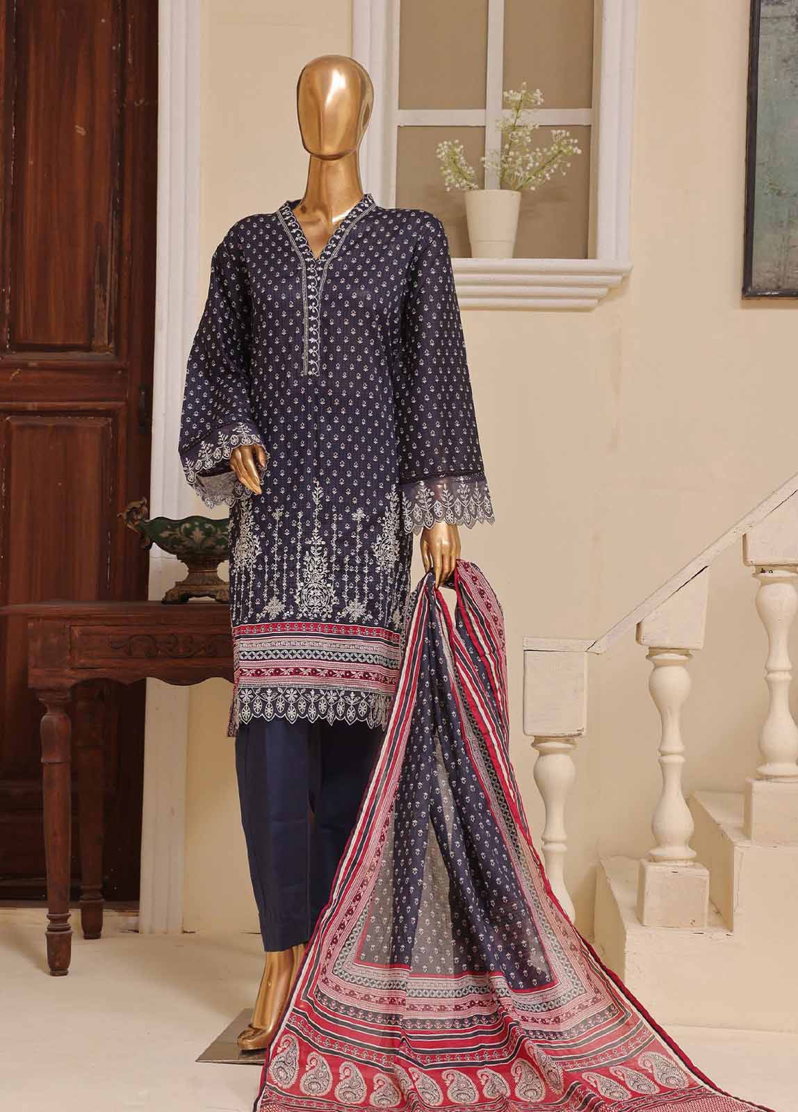 SME-752 -3 Piece Embroidered Stitched Suit - Image 6