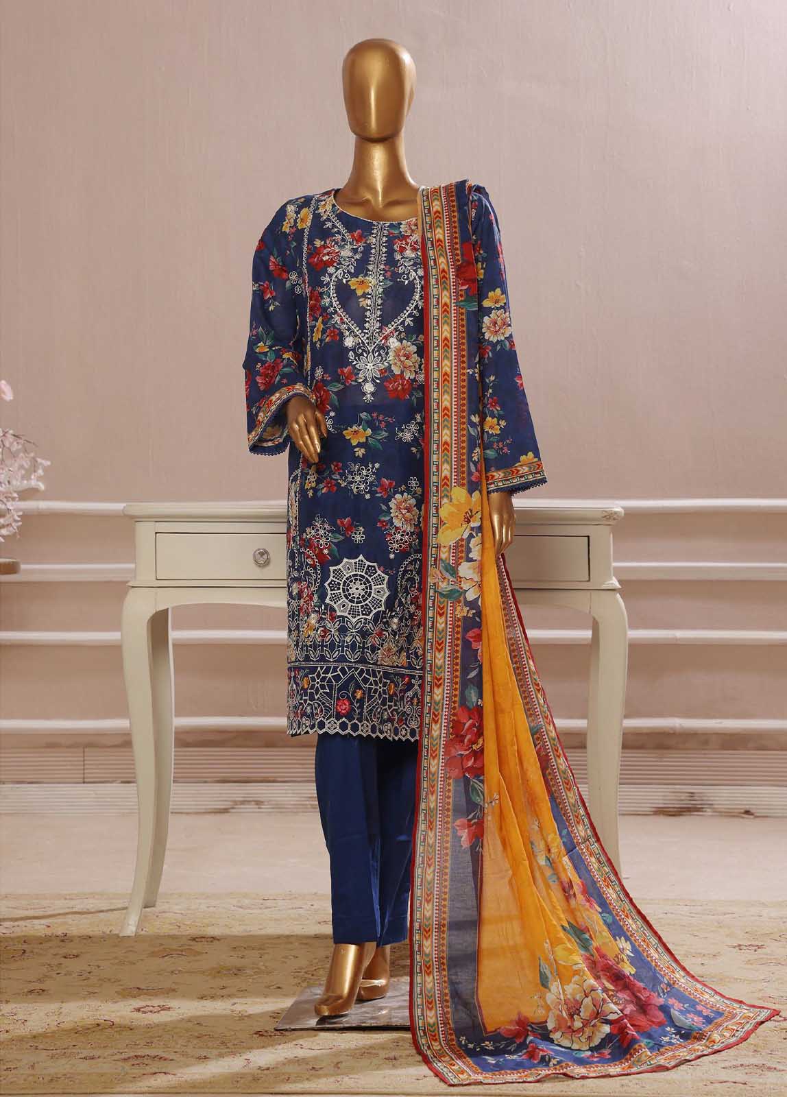 SME-768 -3 Piece Embroidered Stitched Suit - Image 3