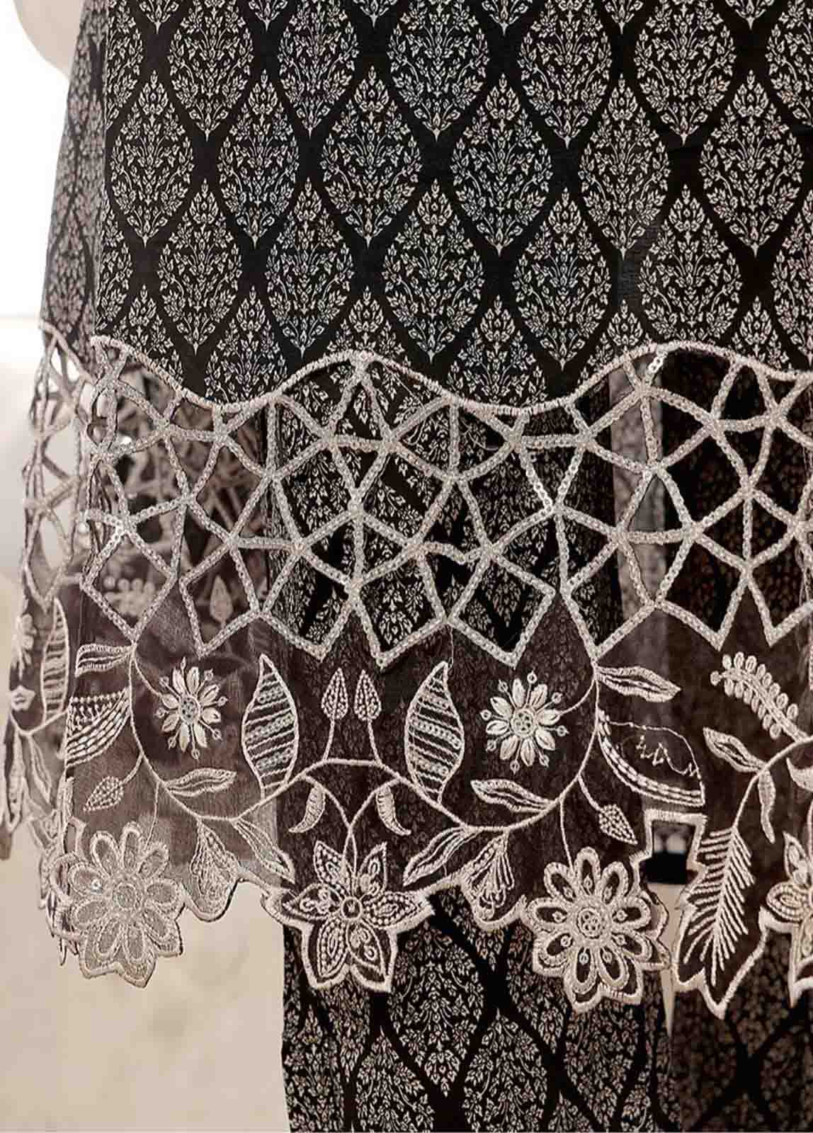 SME-FR-357-3 Piece Lawn Embroidered Frock Style Suit - Image 3