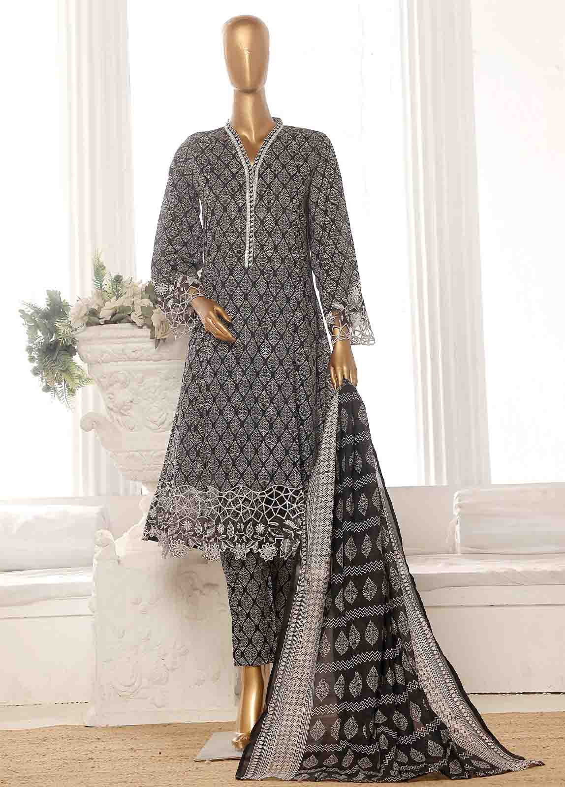 SME-FR-357-3 Piece Lawn Embroidered Frock Style Suit - Image 5