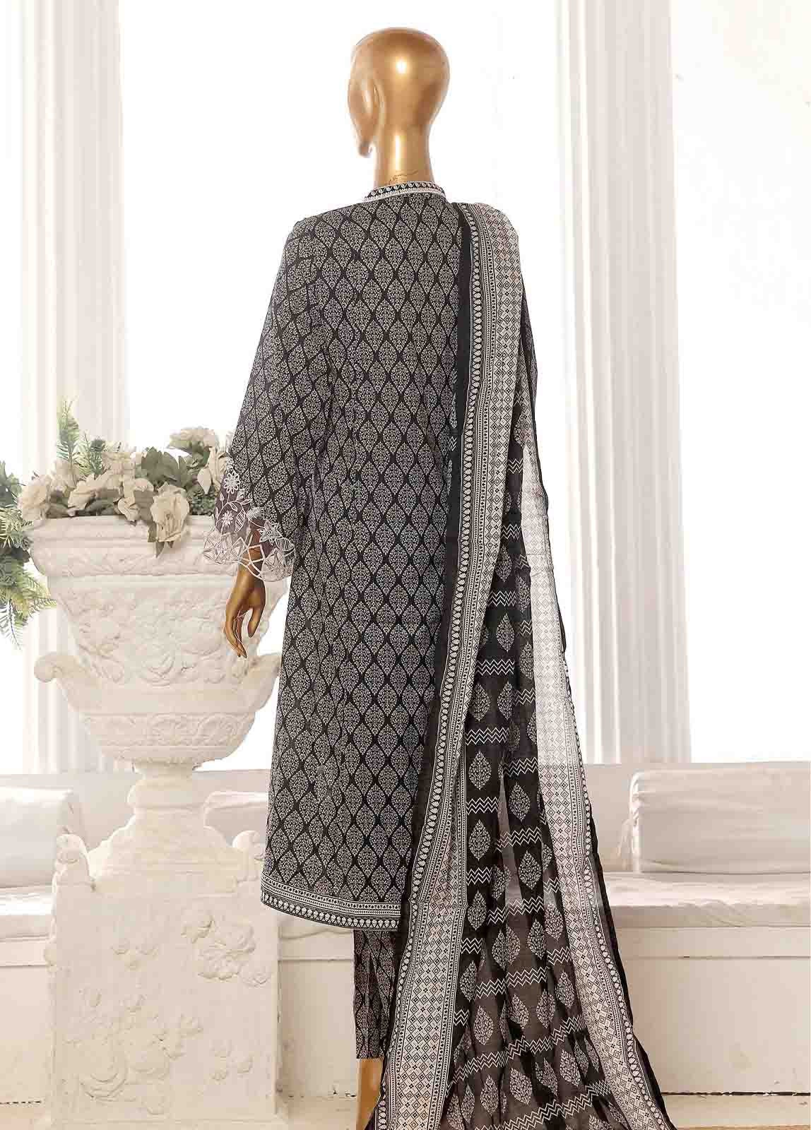 SME-FR-357-3 Piece Lawn Embroidered Frock Style Suit - Image 6