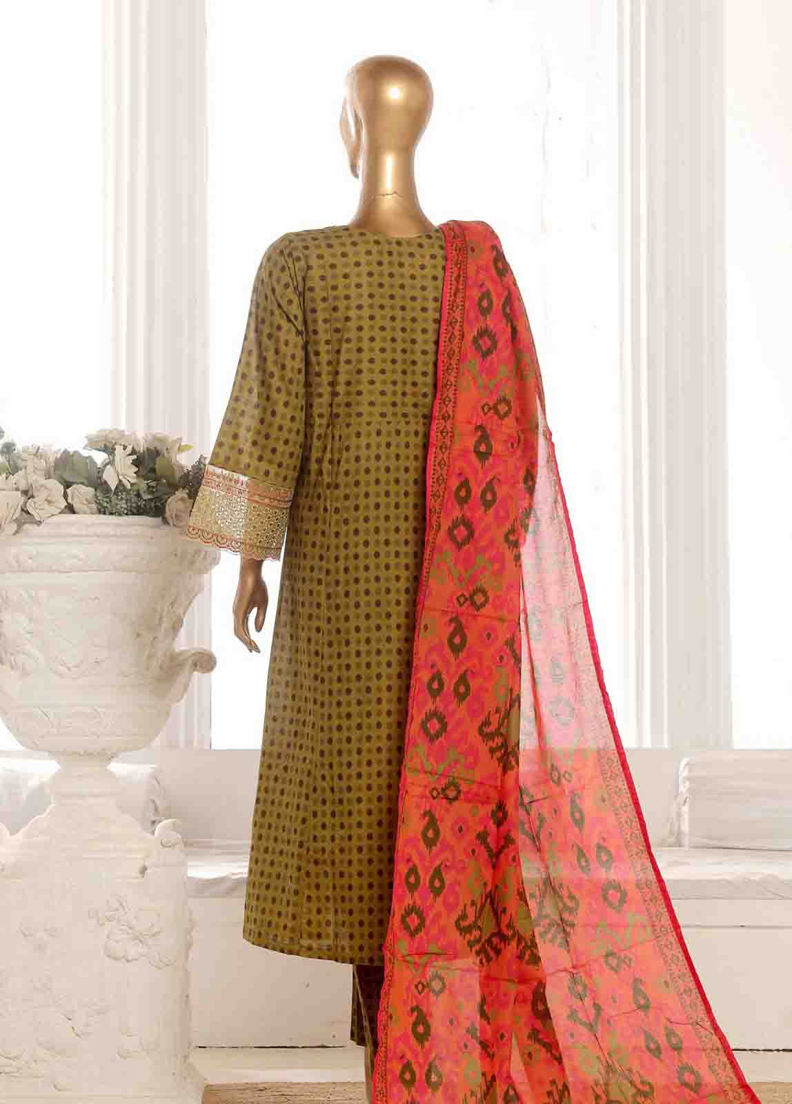 SME-FR-618-3 Piece Lawn Embroidered Frock Style Suit - Image 3