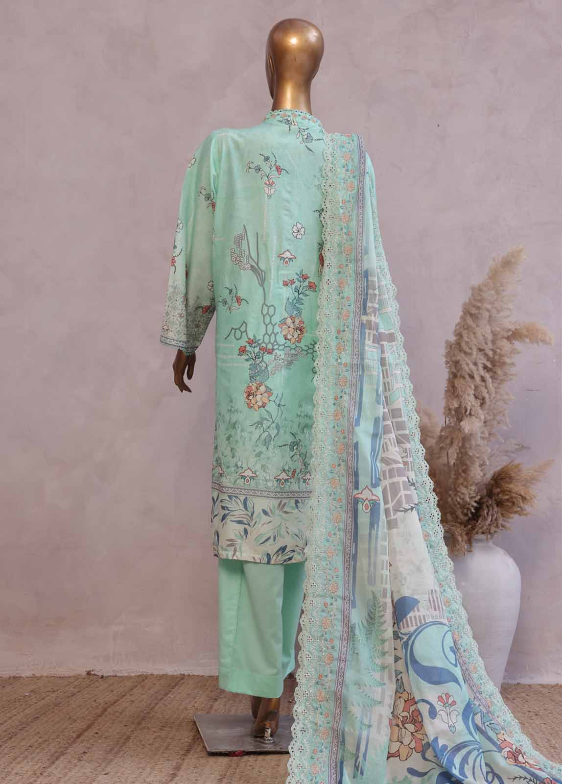 SMED-003 -3 Piece Embroidered Stitched Suit - Image 3