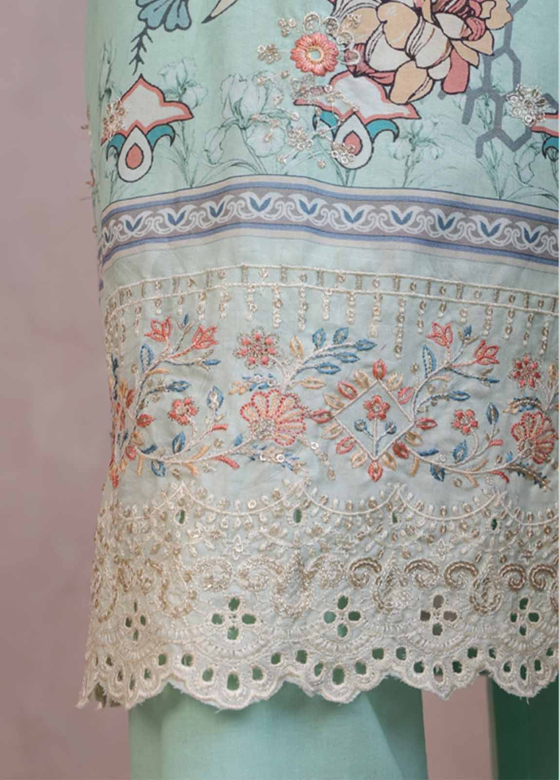 SMED-003 -3 Piece Embroidered Stitched Suit - Image 4