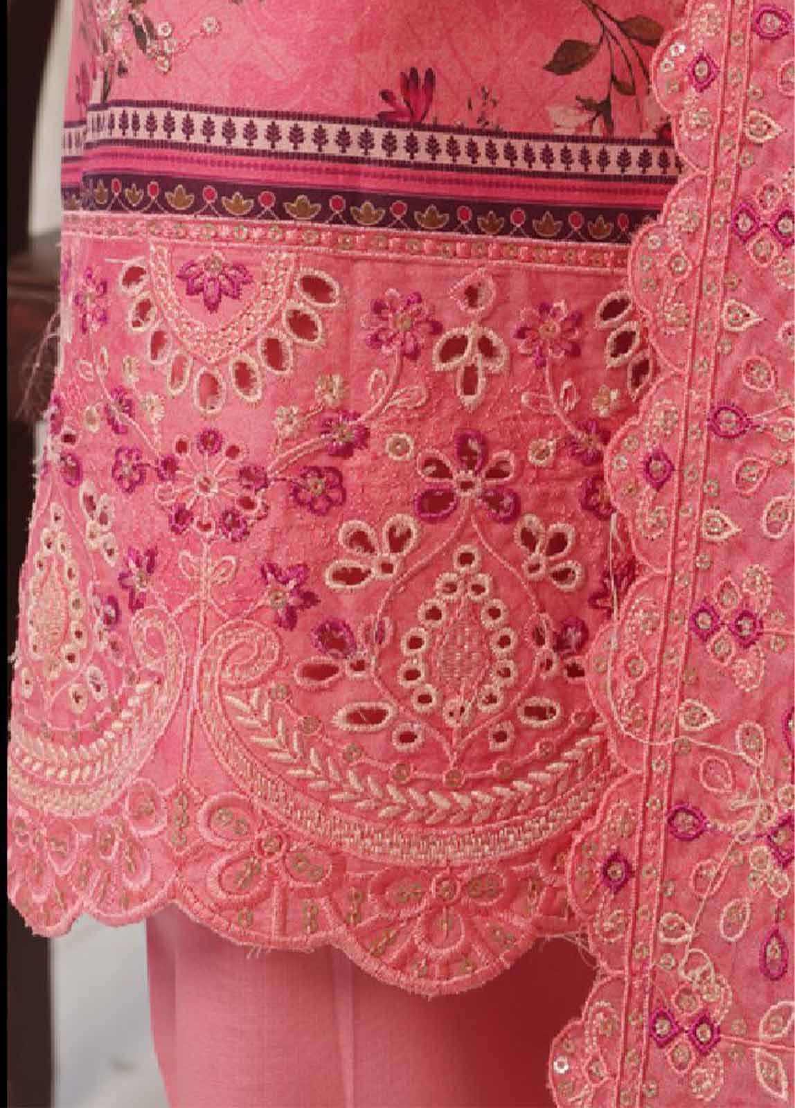 SMED-004- 3 Piece Printed Embroidered Stitched Suit - Image 4