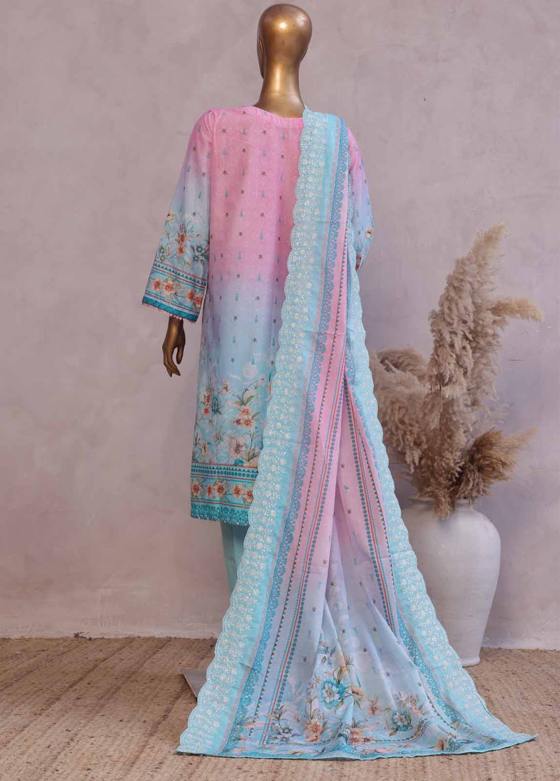 SMED-013 -3 Piece Embroidered Stitched Suit - Image 5