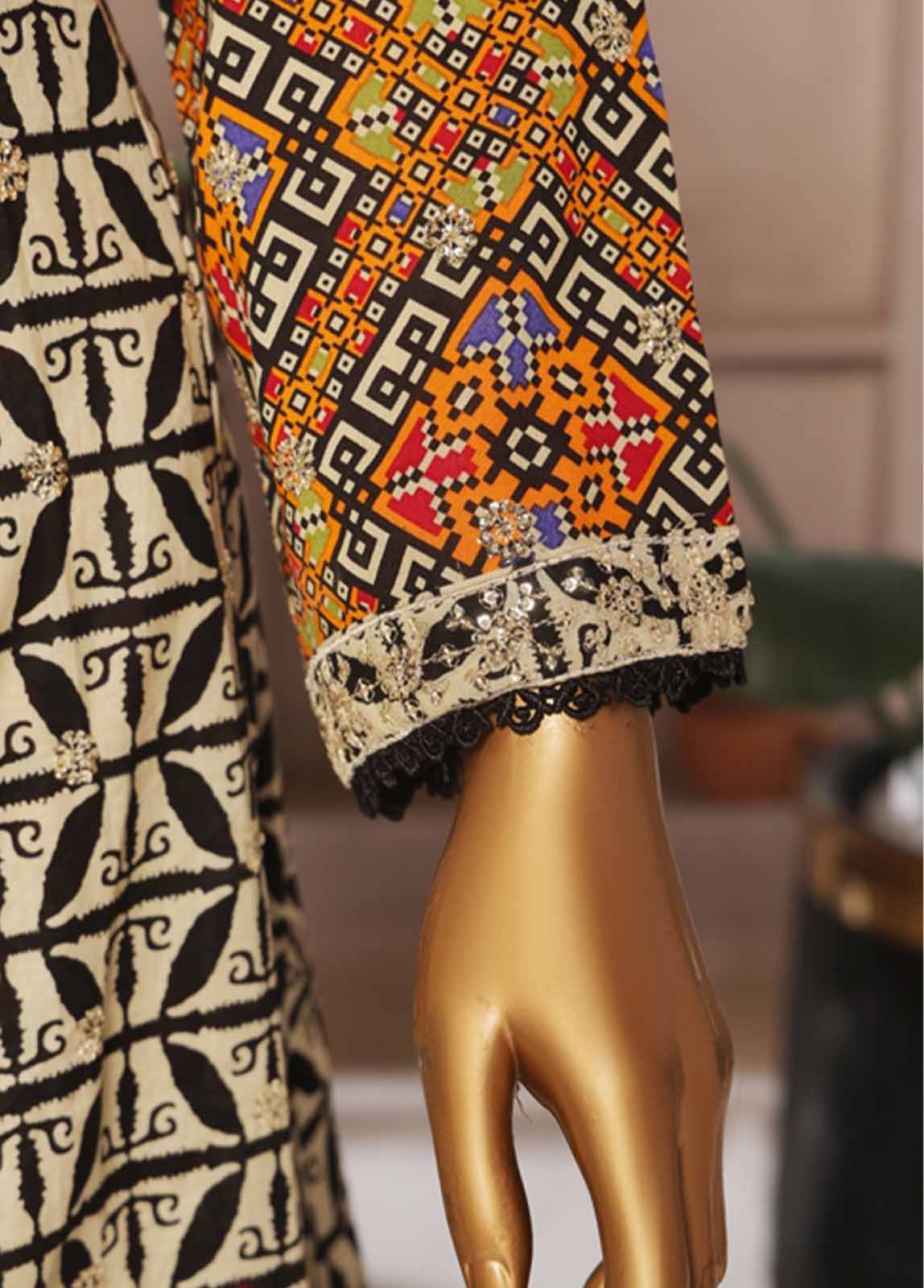 SMFR-029-3 Piece Lawn Embroidered Frock Style Suit - Image 3