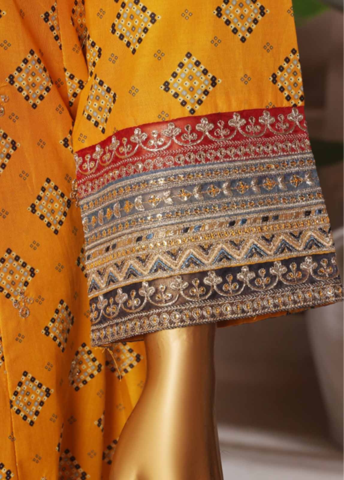 SMFR-793-3 Piece Lawn Embroidered Frock Style Suit - Image 3