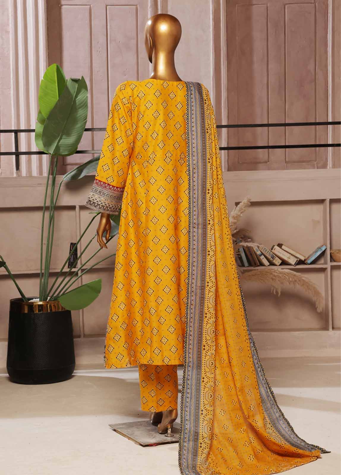 SMFR-793-3 Piece Lawn Embroidered Frock Style Suit - Image 5