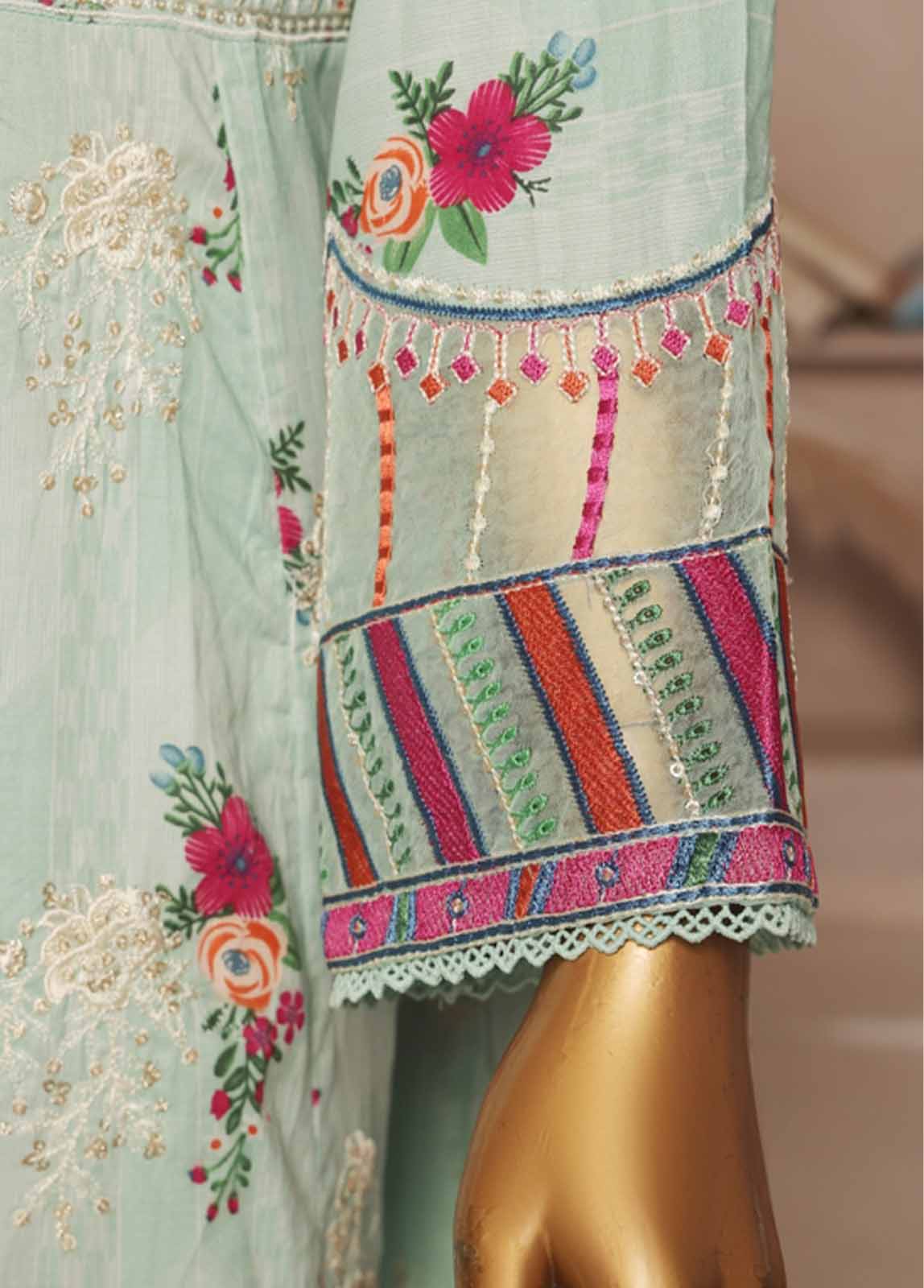 SMFR-799-3 Piece Lawn Embroidered Frock Style Suit - Image 3