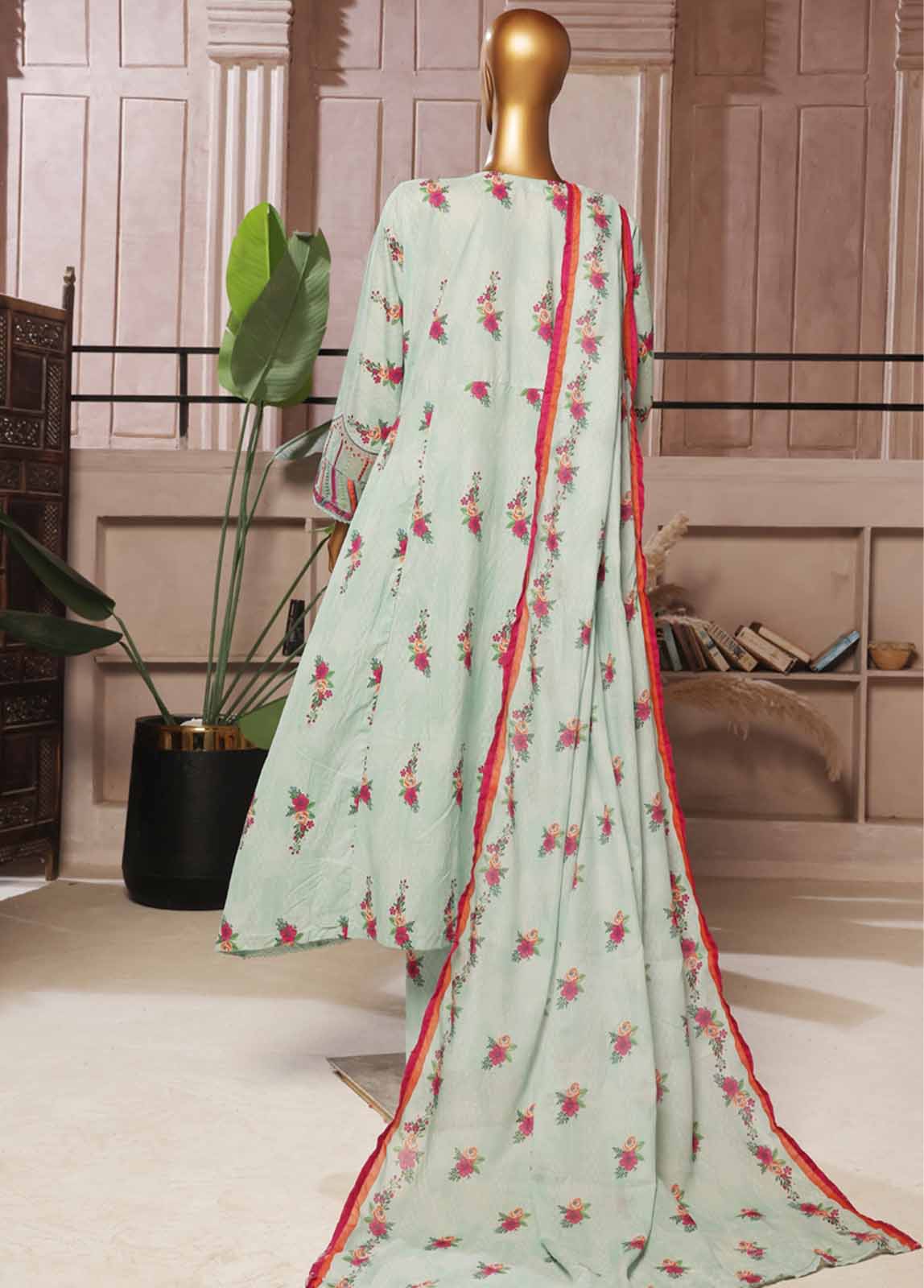 SMFR-799-3 Piece Lawn Embroidered Frock Style Suit - Image 5