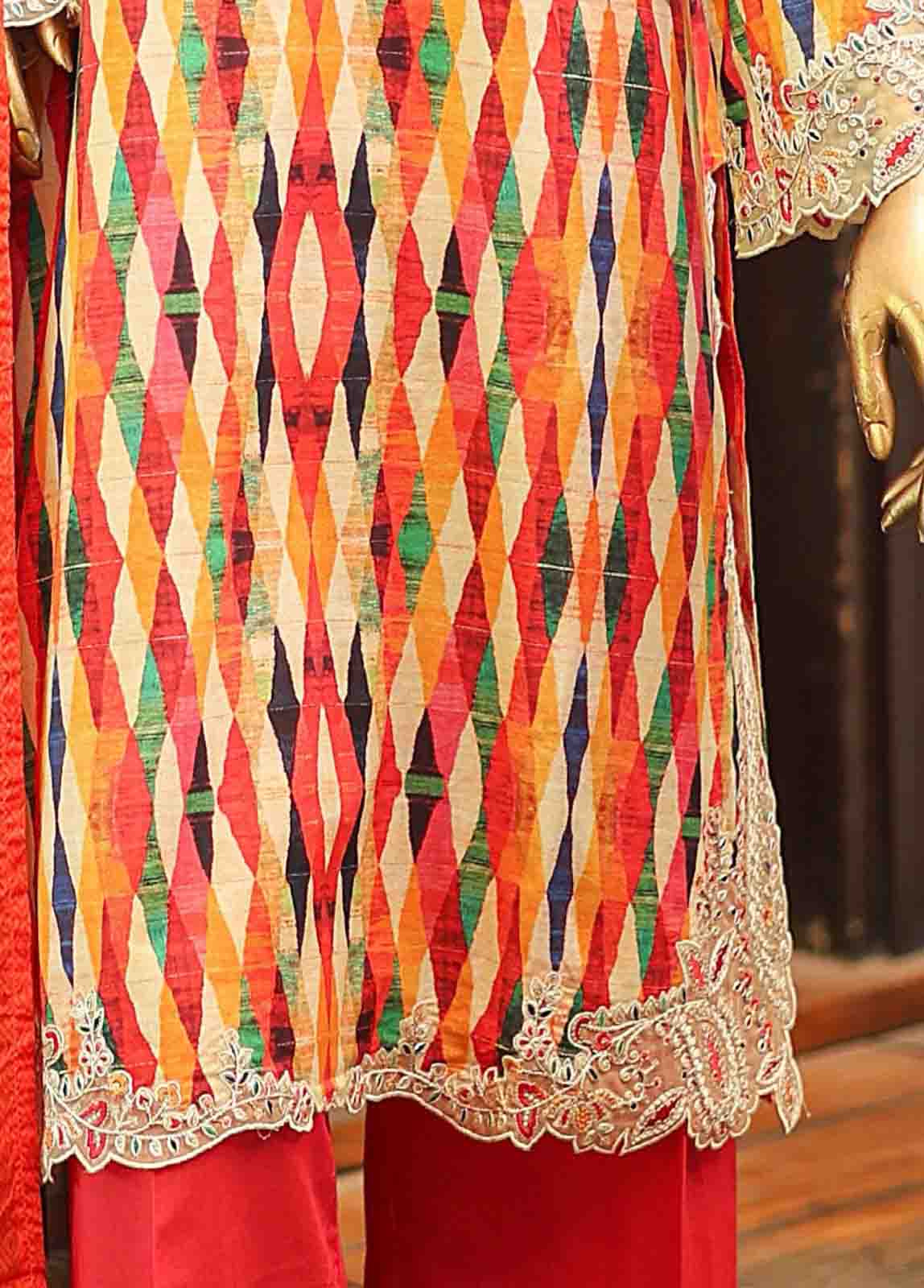 SMLF-651-Emb- 3 Piece Embroidered Stitched Suit - Image 3