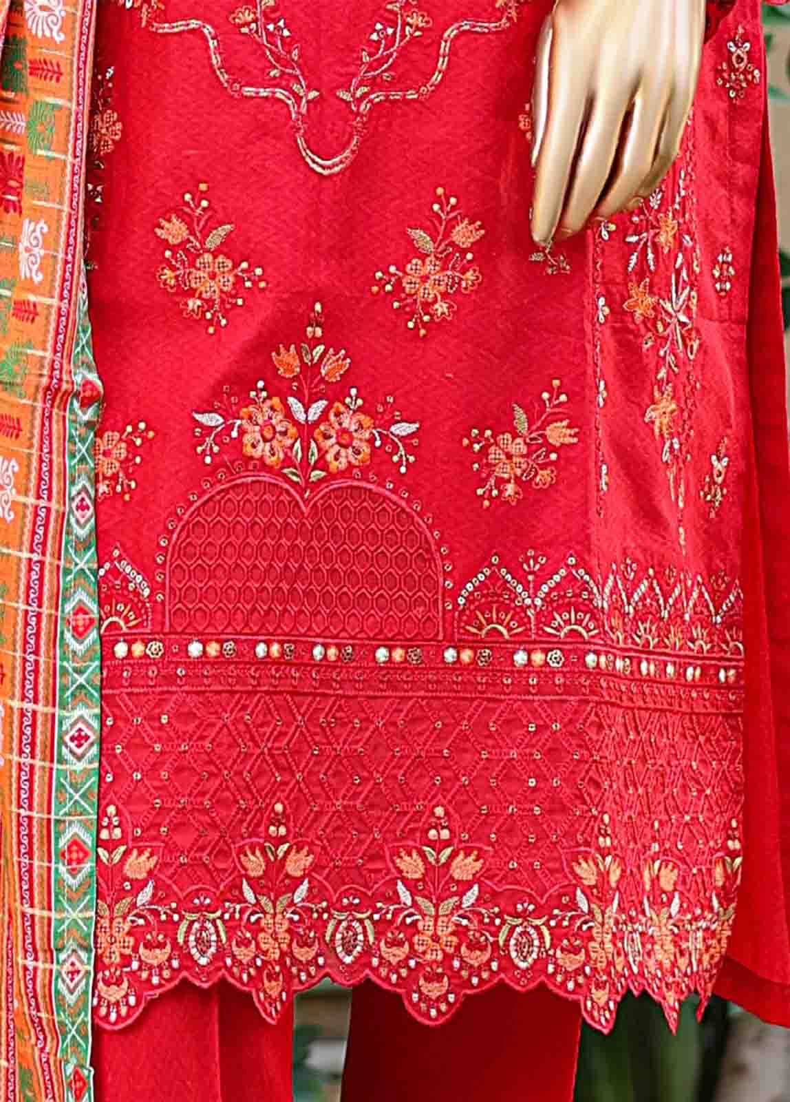 SMLF-EMB-440 B - 3 Piece Embroidered Stitched Suit - Image 3