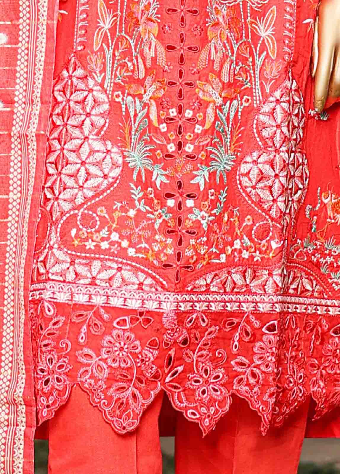 SMLF-EMB-449 B - 3 Piece Embroidered Stitched Suit - Image 3