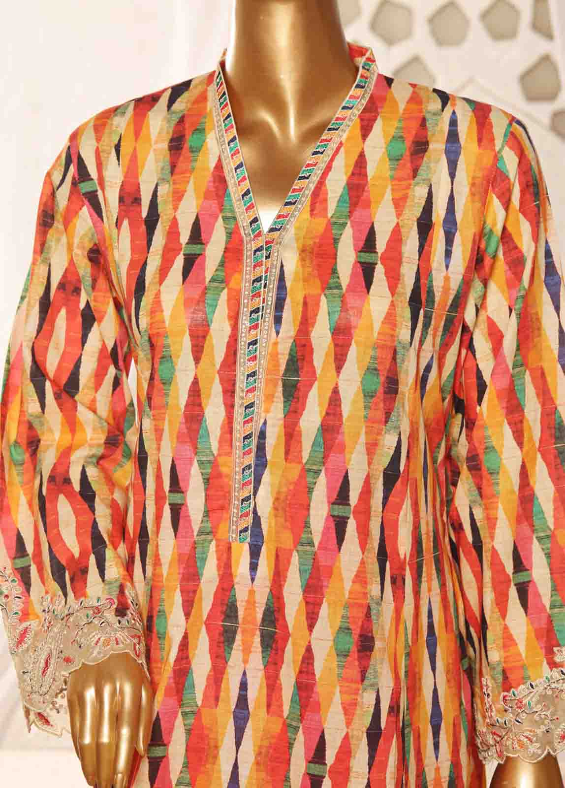 SMLF-FR-651- 3 Piece Frock Style Stitched Suit - Image 3