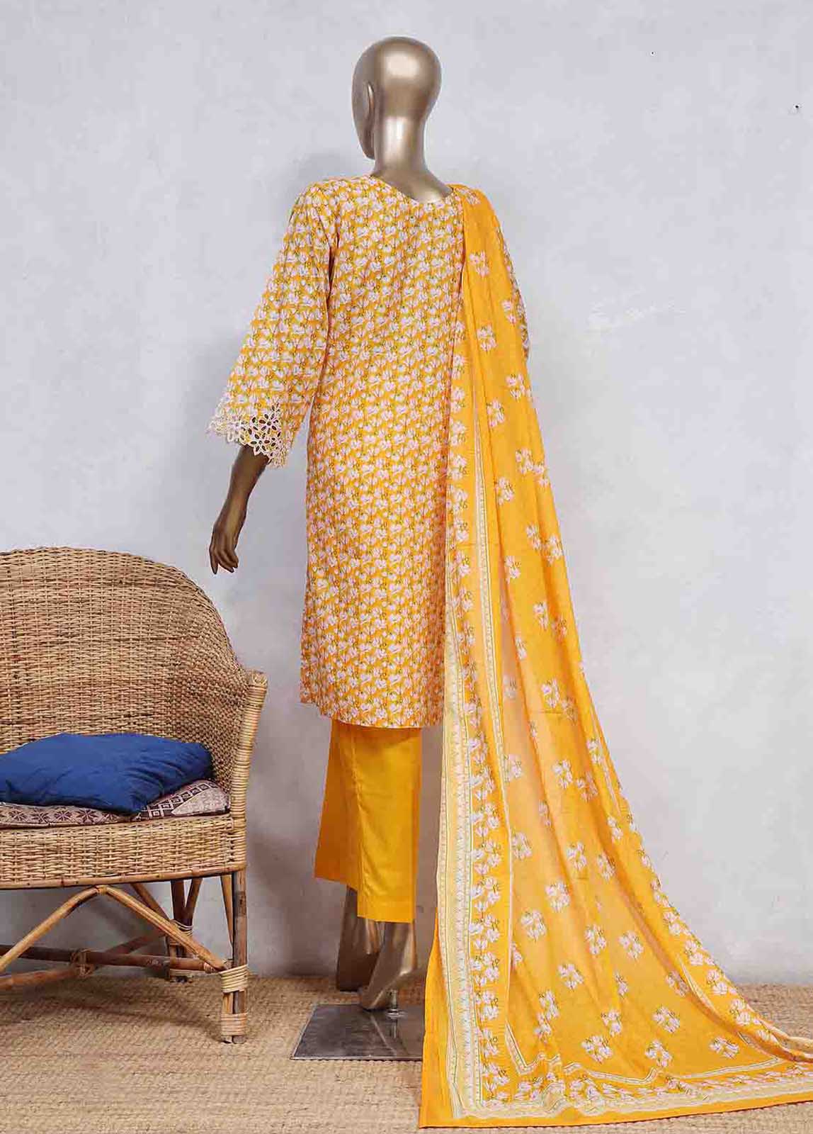 SMLS-0499-CB R72 - 3 Piece Embroidered Stitched Suit - Image 3