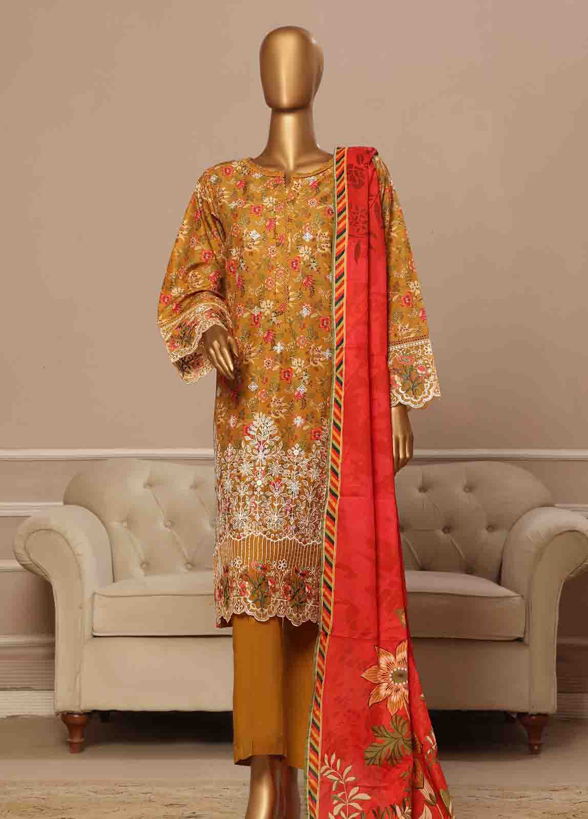 WCE-001 -3 Piece Embroidery Stitched Suit - Image 5