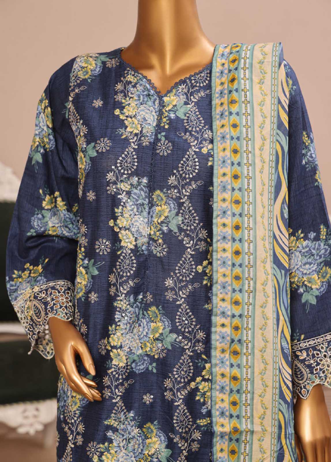 WCE-48 -3 Piece Embroidered Stitched Suit - Image 4