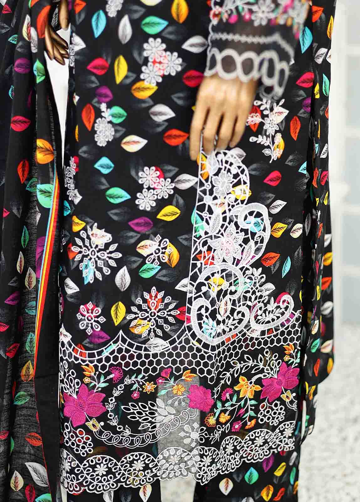 WKE-028 -3 Piece Khaddar Chikankari Stitched Suit - Image 3