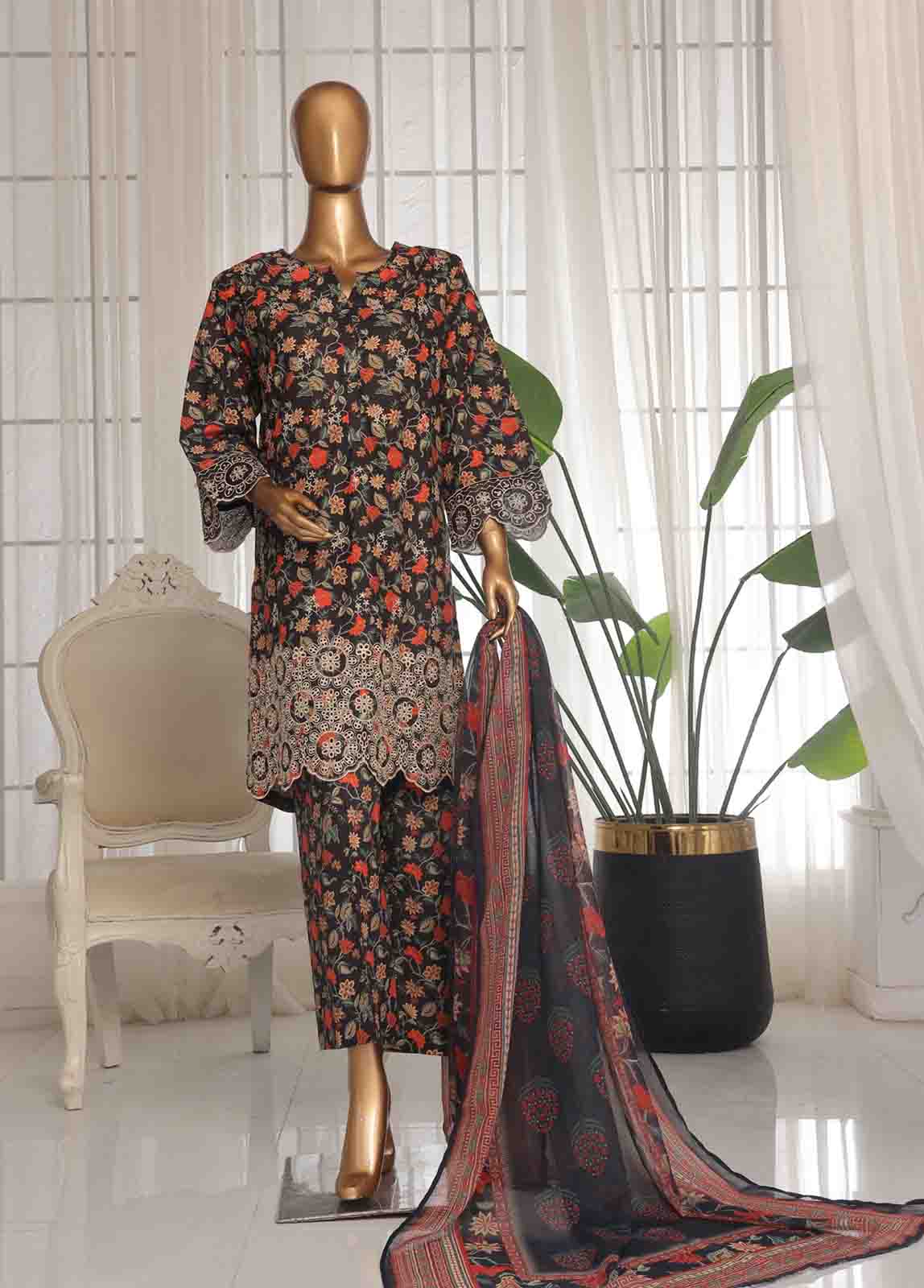 WCKE-019 C-3 Piece Chikankari Stitched Suit - Image 3