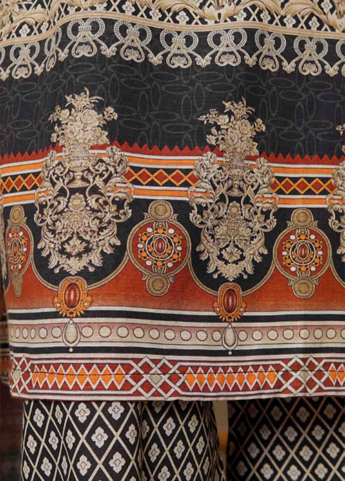 WKE-0134 B-3 Piece Khaddar Embroidered Stitched Suit - Image 6