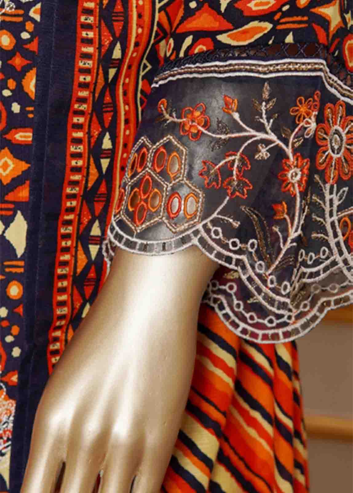 WKE-035- 3 Piece Khaddar Emboidered Stitched Suit - Image 5