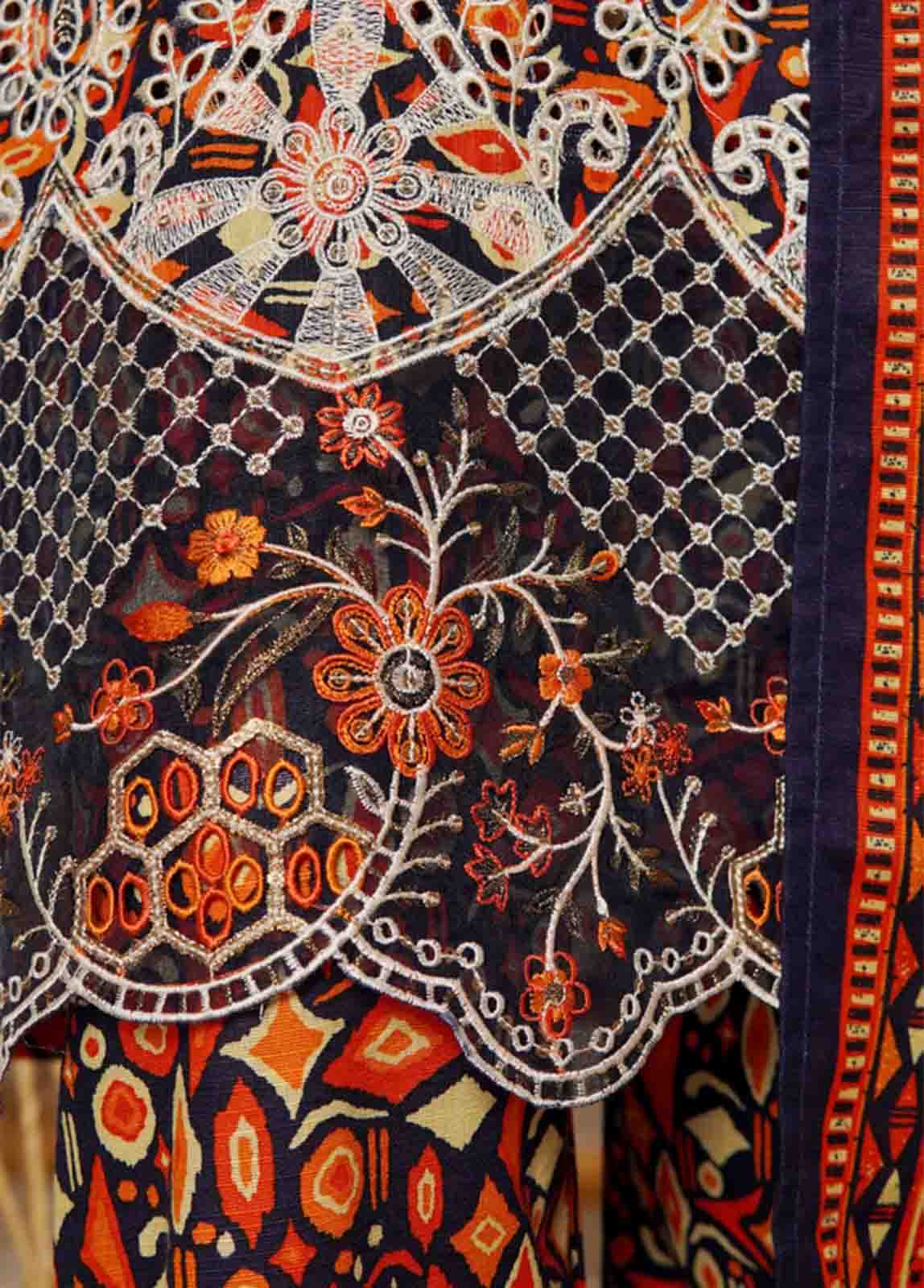 WKE-035- 3 Piece Khaddar Emboidered Stitched Suit - Image 6