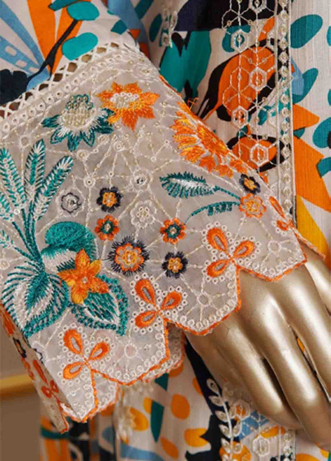 WKE-079 B-3 Piece Khaddar Embroidered Stitched Suit - Image 5