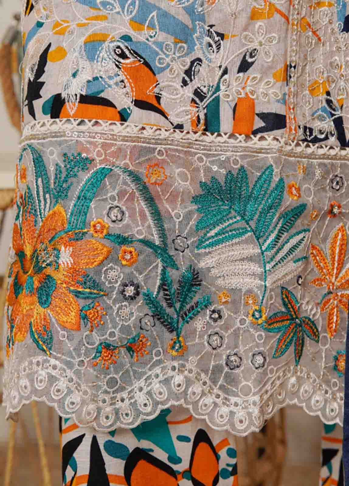 WKE-079 B-3 Piece Khaddar Embroidered Stitched Suit - Image 6