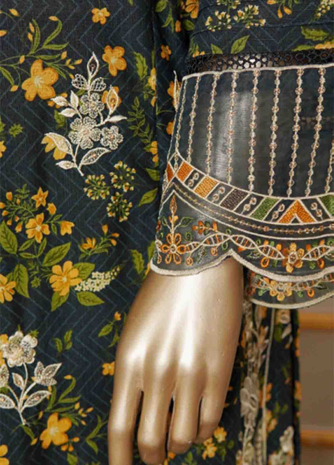 WKE-070 B-3 Piece Khaddar Embroidered Stitched Suit - Image 5